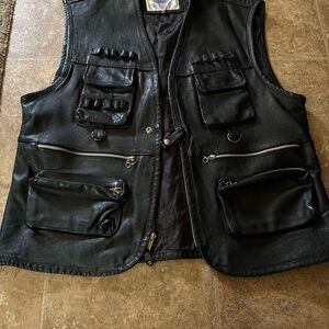Vanguard Black Leather Utility Vest